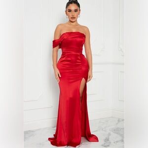 Red Satin Maxi Dress